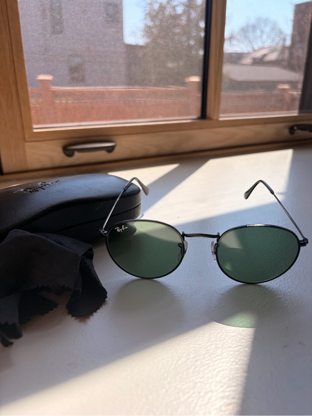 Rayban Round Sunglasses Rb3447 Black with Green Lens
